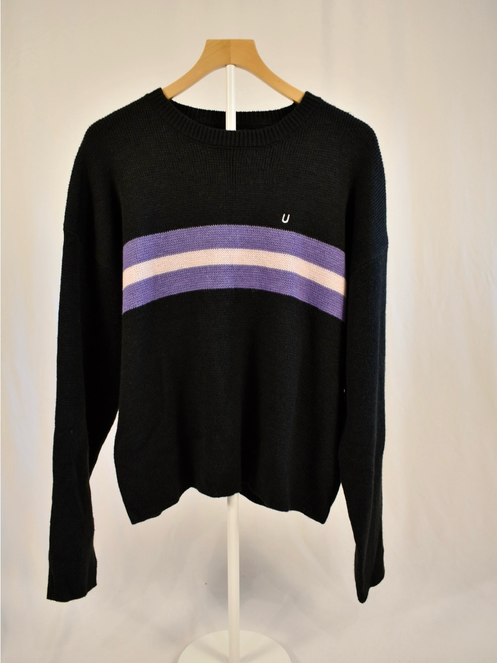 Urban Outfitters Black Purple Stripe Crewneck Sweater NWT Size Small